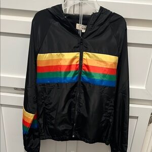 Vibrant Striped Black Windbreaker